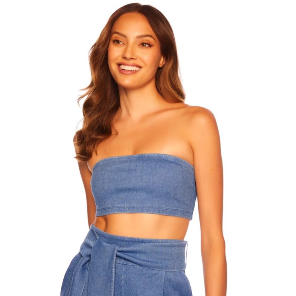 NWT  Susana Monaco Stretch Denim Micro Tube Top xs